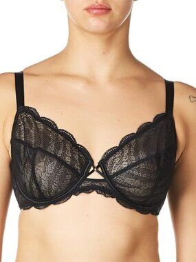 SIMONE PERELE Implicite Frivole Sheer Plunge Bra in Black Size 32B Brand New NWT